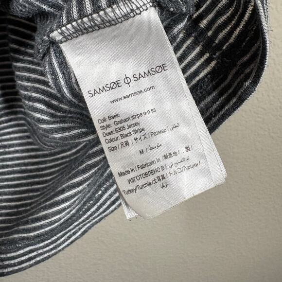 Samsoe Samsoe Mens Size Medium Graham Stripe Short Sleeves T-Shirt Black Jersey - Picture 6 of 7